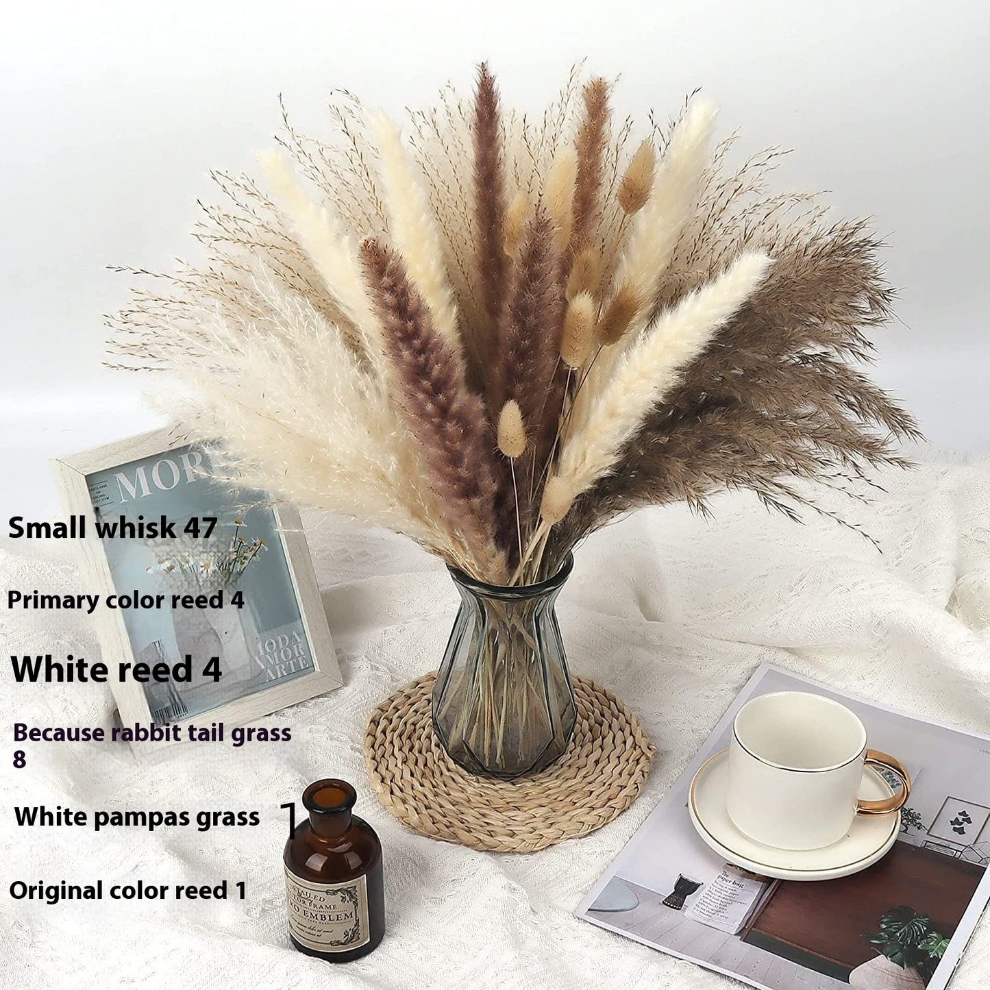 Boho Trockenblumenstrauß – Pampasgras, Hasenschwanzgras & Schachtelhalm naturgetrocknet