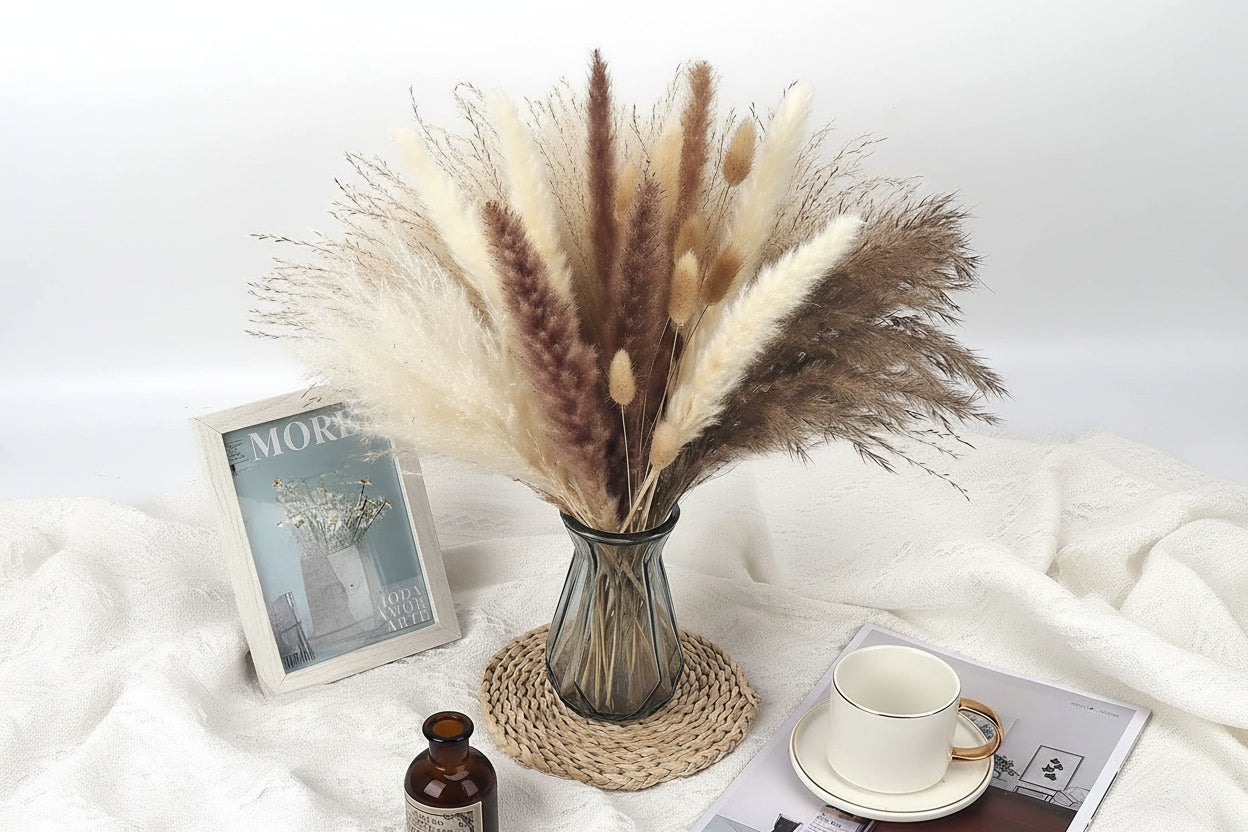 Boho Trockenblumenstrauß – Pampasgras, Hasenschwanzgras & Schachtelhalm naturgetrocknet