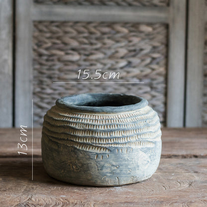 Zementvase „Ardena“ – Handgefertigte Retro-Bodenvase im Boho-National-Stil