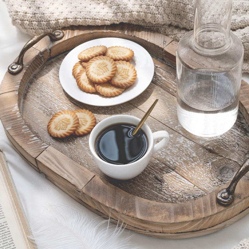 Massives Holztablett im Vintage-Stil – Boho-Deko- und Serviertablett aus Altholz (46×32×7 cm)