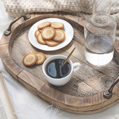 Massives Holztablett im Vintage-Stil – Boho-Deko- und Serviertablett aus Altholz (46×32×7 cm)