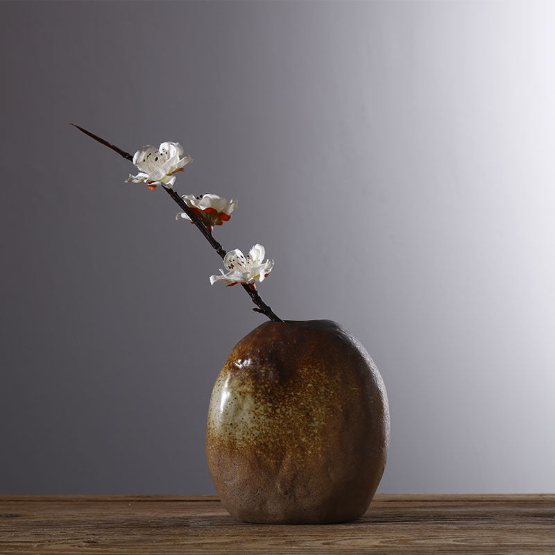 Kleine Keramikvase im japanischen Stil – Boho-Deko-Vase handglasiert