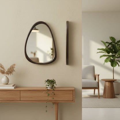 Ovaler Wandspiegel aus Holz – Boho Deko für Wohnzimmer, Schlafzimmer & Bad