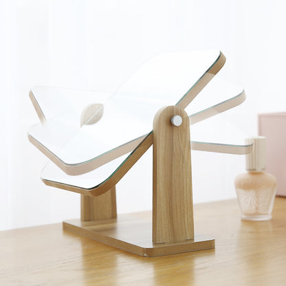 Boho-Tischspiegel mit Holzrahmen – Großer Schminkspiegel im natürlichen Stil