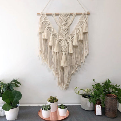 Makramee Wandbehang – Handgewebter Boho-Traumfänger aus Baumwolle (55×70 cm
