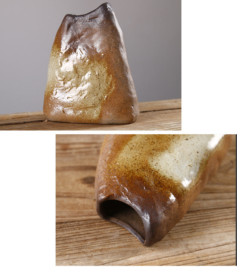 Kleine Keramikvase im japanischen Stil – Boho-Deko-Vase handglasiert