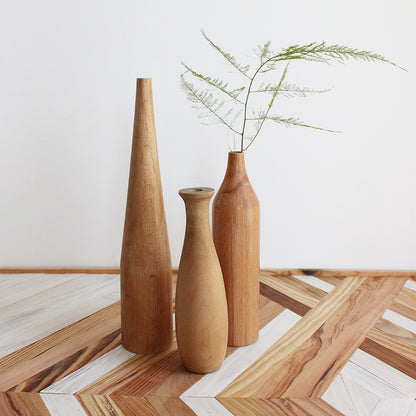 Boho-Trockenblumen-Vase aus Massivholz – Handgefertigte Deko-Vase im Nordic-Stil
