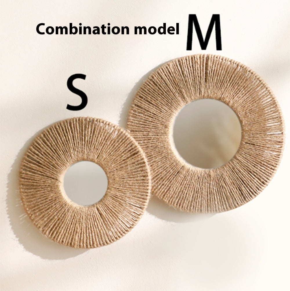 Boho-Wandspiegel aus Hanfseil – Handgewebte Wanddeko aus Acryl in 2 Größen