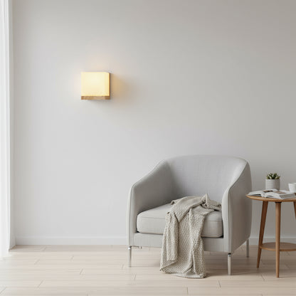 Holz-Wandlampe im Boho-Stil – Minimalistische LED-Lampe mit Glasschirm für Schlafzimmer & Wohnzimmer