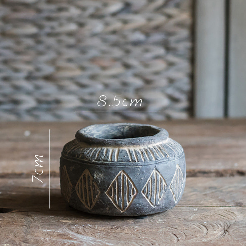 Zementvase „Ardena“ – Handgefertigte Retro-Bodenvase im Boho-National-Stil