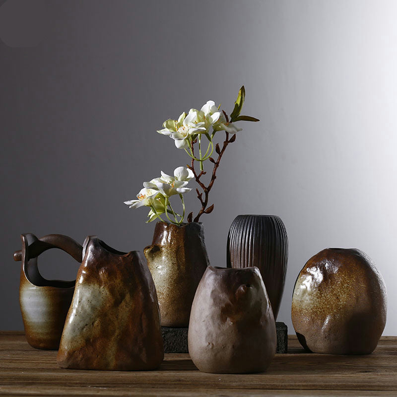 Kleine Keramikvase im japanischen Stil – Boho-Deko-Vase handglasiert