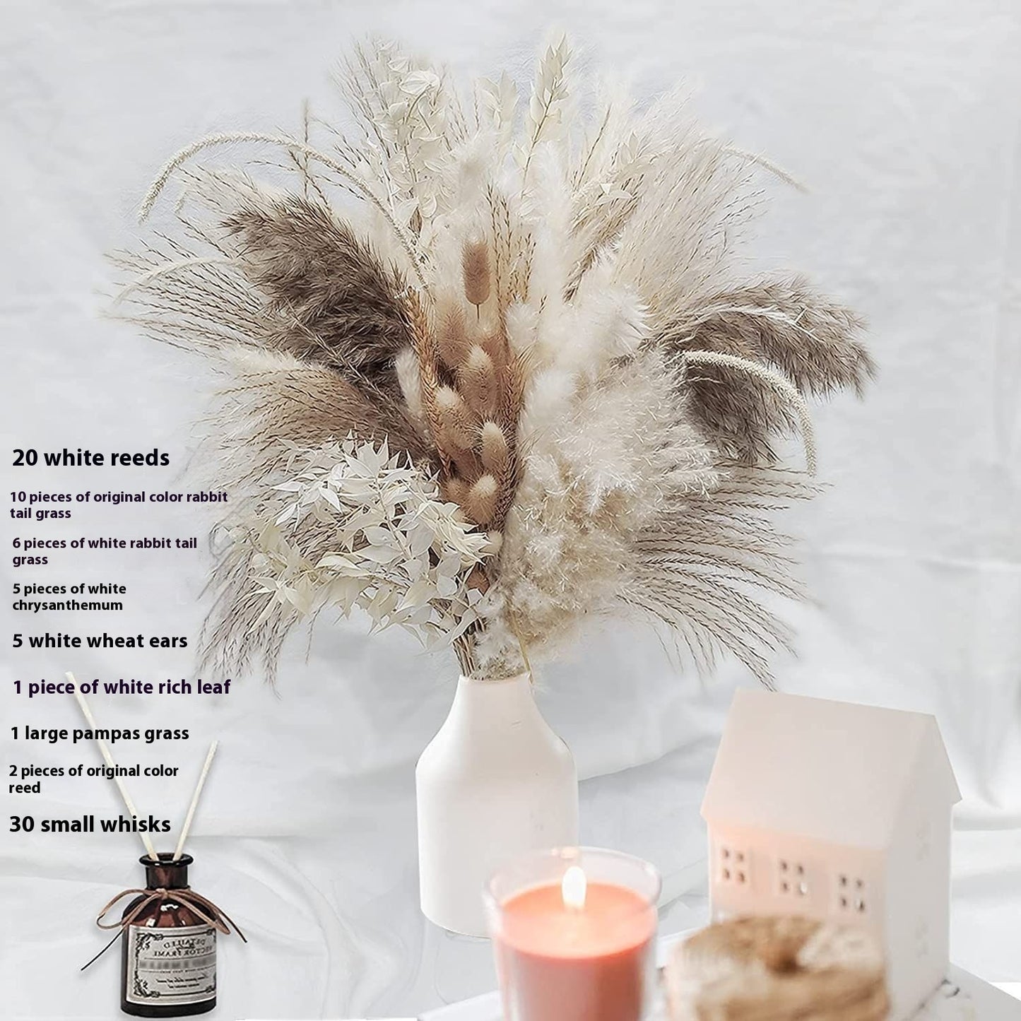 Boho Trockenblumenstrauß – Pampasgras, Hasenschwanzgras & Schachtelhalm naturgetrocknet