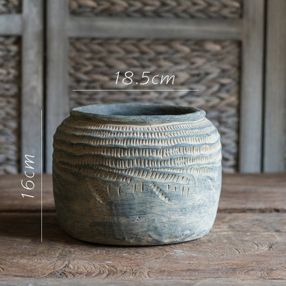 Zementvase „Ardena“ – Handgefertigte Retro-Bodenvase im Boho-National-Stil