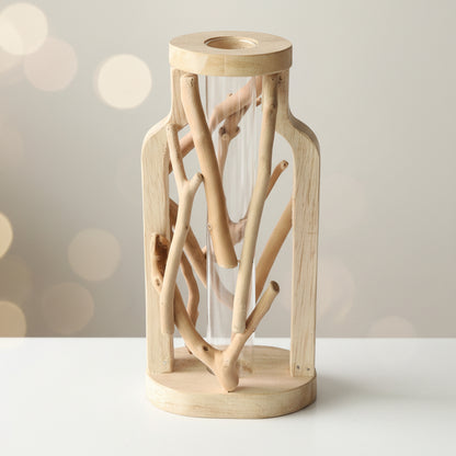 Boho Mini-Holzvase „Nature Shapes“ – Handgefertigte Tischvase aus Massivholz
