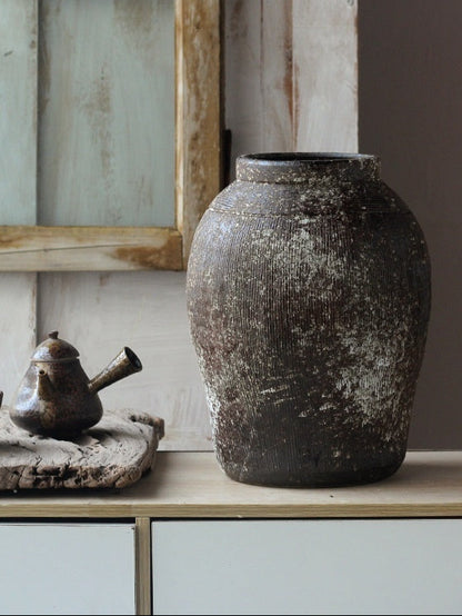 Keramikvase „Rustica“ – Handgefertigte Boho-Vase im Retro-Design aus grober Keramik