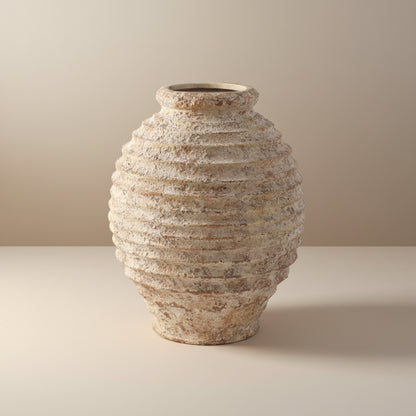 Keramikvase „Antique Circle“ – Handbemalte Steinzeug-Vase im Vintage-Boho-Stil