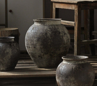 Keramikvase „Rustica“ – Handgefertigte Boho-Vase im Retro-Design aus grober Keramik