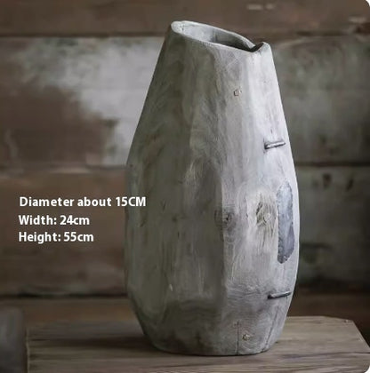 Holzvase „Tao“ – Handgefertigte Bodenvase aus massivem Holz im Boho-Japandi-Stil