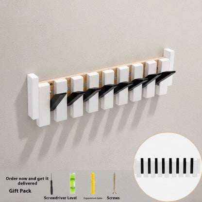 Nordischer Wandhaken aus Massivholz – Boho-Garderobenleiste in Natur, Walnuss oder Schwarz-Weiß