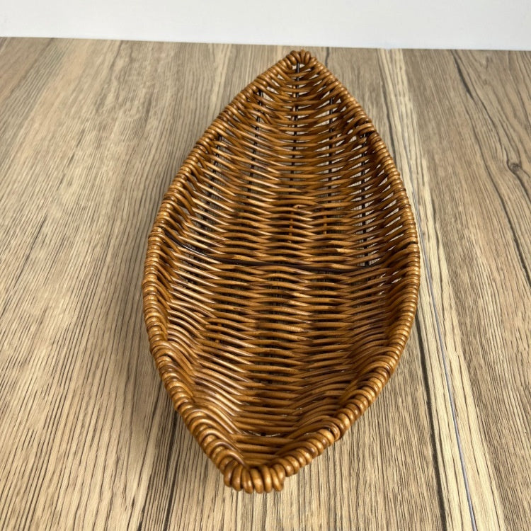 Handgeflochtener Rattankorb – Boho-Tablett in Fischblatt-Form (3 Größen)