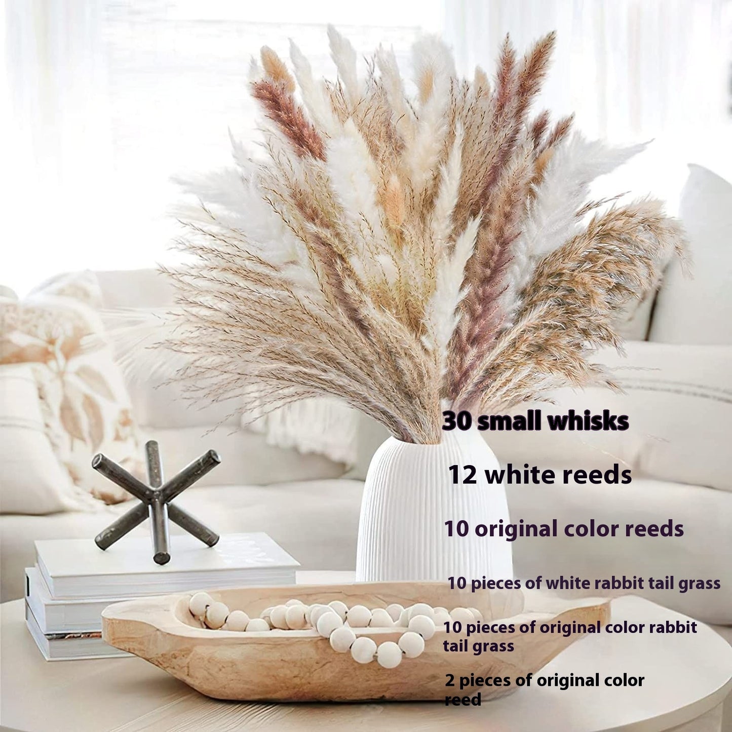 Boho Trockenblumenstrauß – Pampasgras, Hasenschwanzgras & Schachtelhalm naturgetrocknet