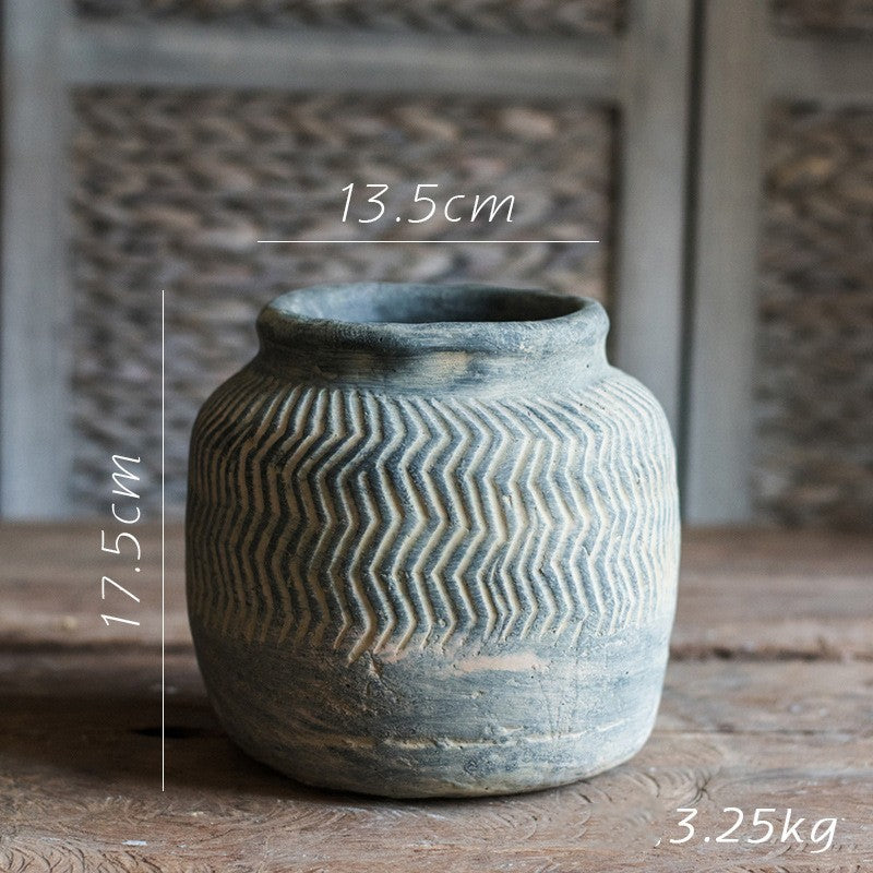 Zementvase „Ardena“ – Handgefertigte Retro-Bodenvase im Boho-National-Stil