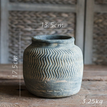Zementvase „Ardena“ – Handgefertigte Retro-Bodenvase im Boho-National-Stil