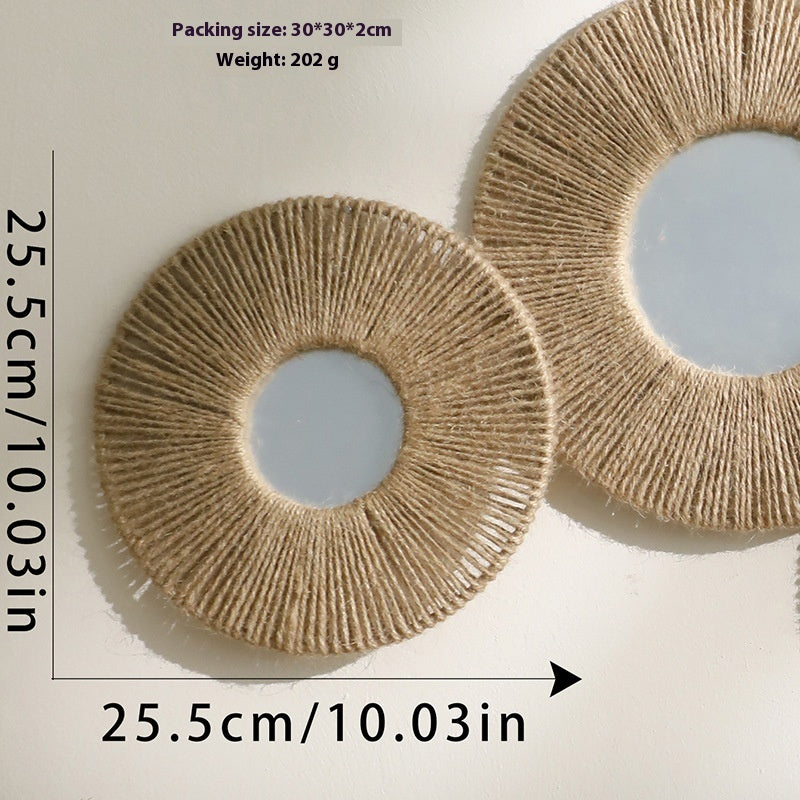 Boho-Wandspiegel aus Hanfseil – Handgewebte Wanddeko aus Acryl in 2 Größen