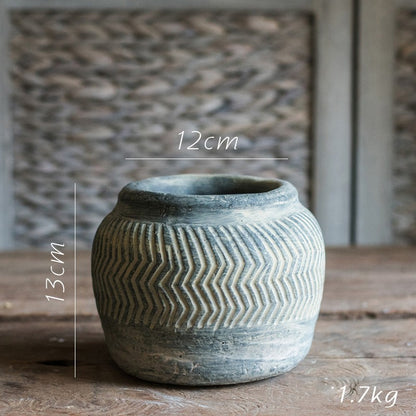 Zementvase „Ardena“ – Handgefertigte Retro-Bodenvase im Boho-National-Stil