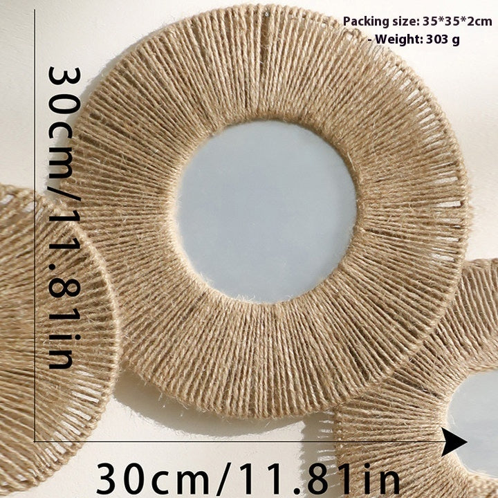 Boho-Wandspiegel aus Hanfseil – Handgewebte Wanddeko aus Acryl in 2 Größen