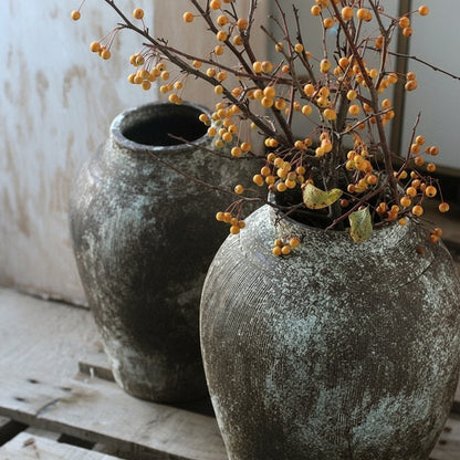 Keramikvase „Rustica“ – Handgefertigte Boho-Vase im Retro-Design aus grober Keramik