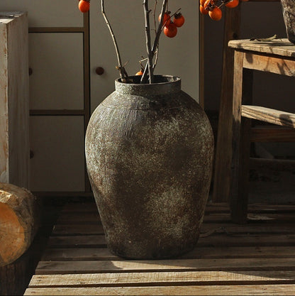 Keramikvase „Rustica“ – Handgefertigte Boho-Vase im Retro-Design aus grober Keramik
