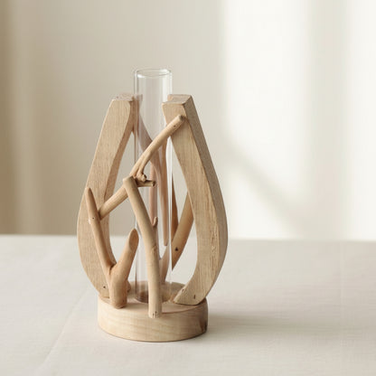 Boho Mini-Holzvase „Nature Shapes“ – Handgefertigte Tischvase aus Massivholz