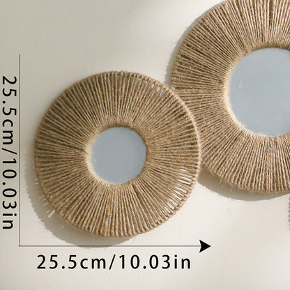 Boho-Wandspiegel aus Hanfseil – Handgewebte Wanddeko aus Acryl in 2 Größen