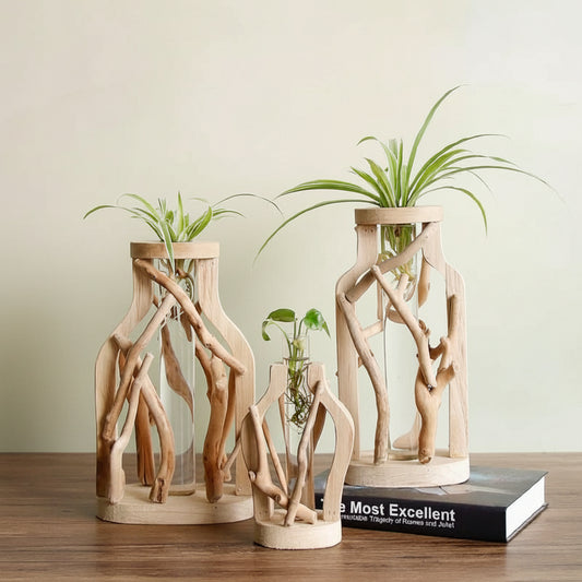 Boho Mini-Holzvase „Nature Shapes“ – Handgefertigte Tischvase aus Massivholz