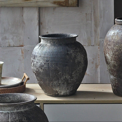 Keramikvase „Rustica“ – Handgefertigte Boho-Vase im Retro-Design aus grober Keramik