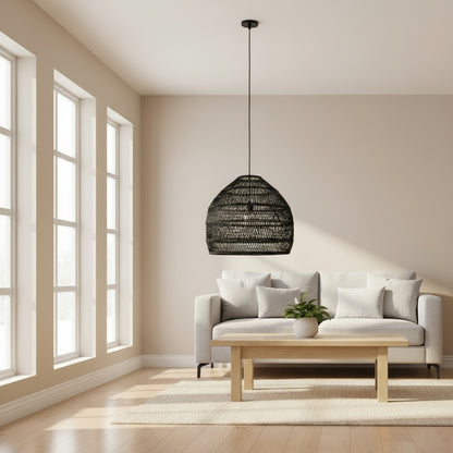 Boho Rattan Hängeleuchte „Luméa“ – Handgeflochtene Designer-Lampe aus Naturrattan