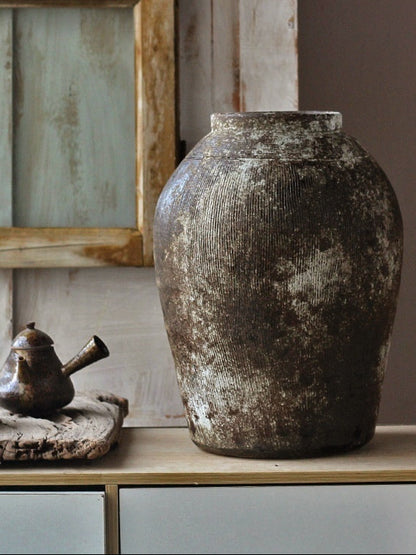 Keramikvase „Rustica“ – Handgefertigte Boho-Vase im Retro-Design aus grober Keramik