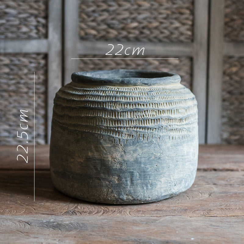 Zementvase „Ardena“ – Handgefertigte Retro-Bodenvase im Boho-National-Stil