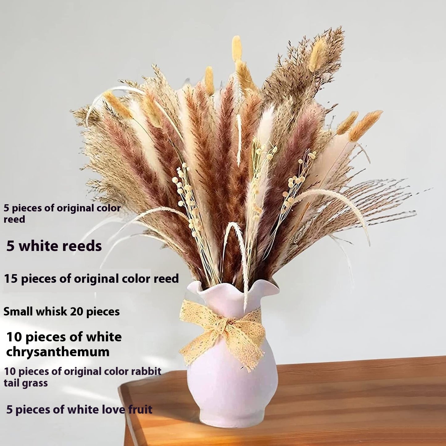 Boho Trockenblumenstrauß – Pampasgras, Hasenschwanzgras & Schachtelhalm naturgetrocknet