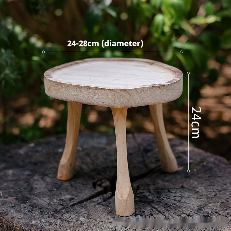 Boho Holz-Hocker „Rustic Ground“ – Massivholz Deko-Sockel & Sitzhocker