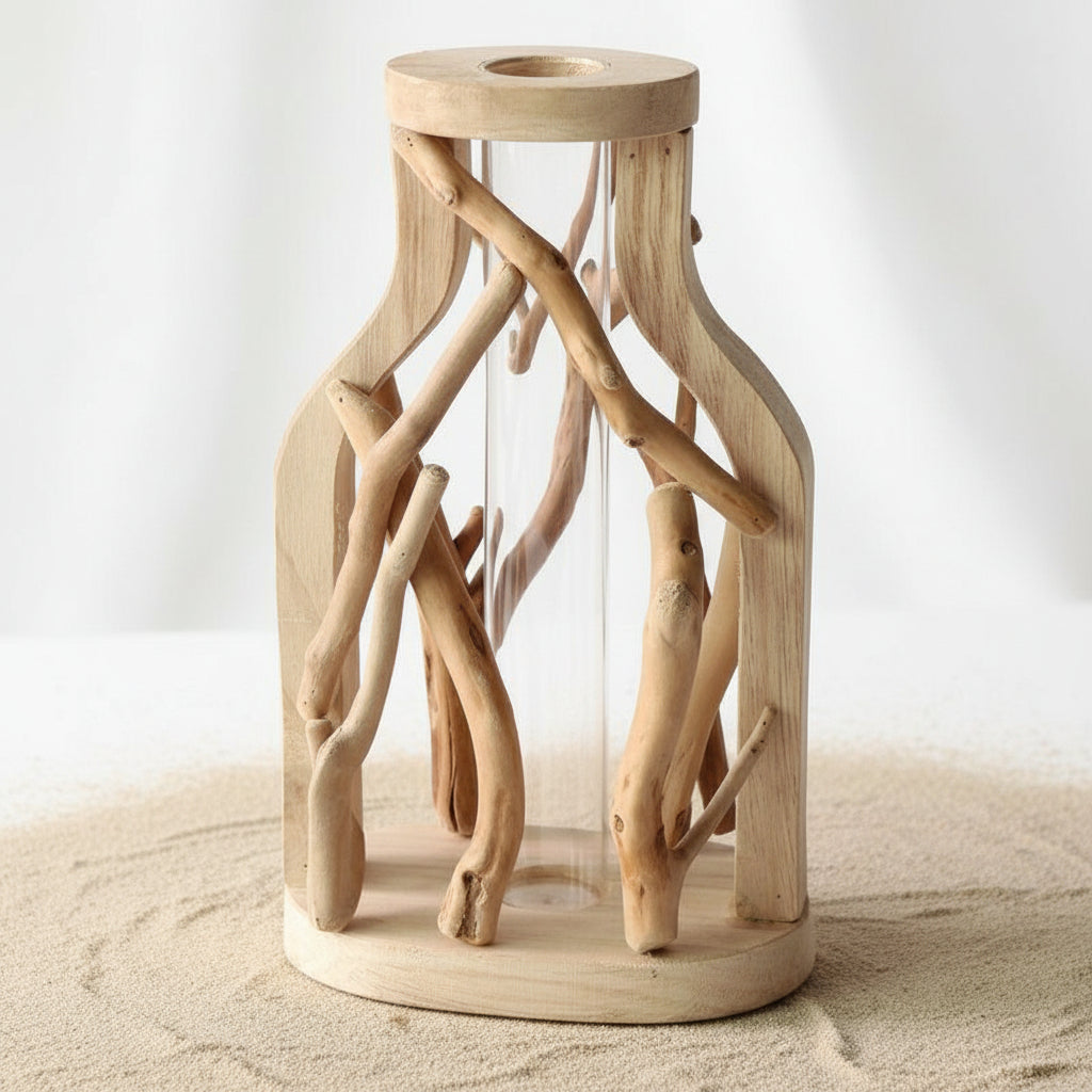 Boho Mini-Holzvase „Nature Shapes“ – Handgefertigte Tischvase aus Massivholz