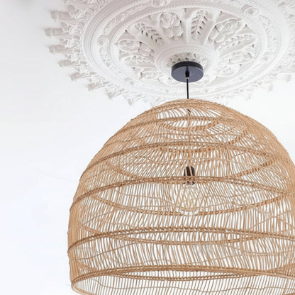 Boho Rattan Hängeleuchte „Luméa“ – Handgeflochtene Designer-Lampe aus Naturrattan