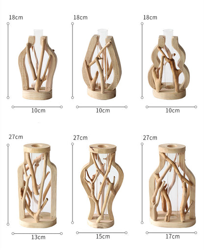 Boho Mini-Holzvase „Nature Shapes“ – Handgefertigte Tischvase aus Massivholz