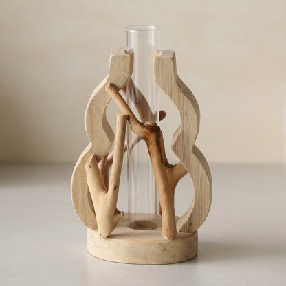 Boho Mini-Holzvase „Nature Shapes“ – Handgefertigte Tischvase aus Massivholz