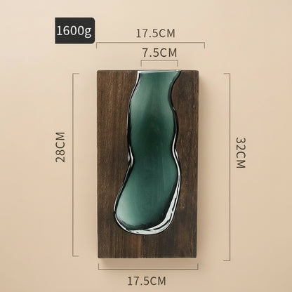 Boho Glasvase „Nordic Mosaic“ – Handgefertigte Holz-Glas Deko im Naturstil