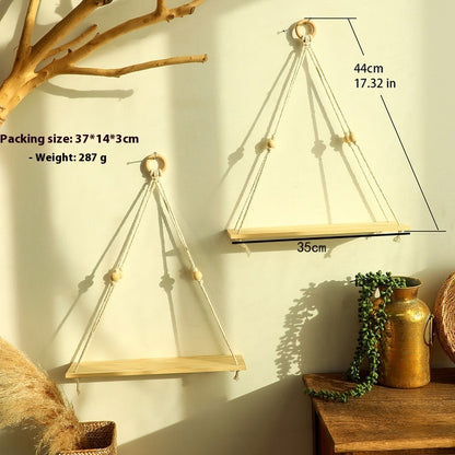 Boho Wandregal „Cotton Harmony“ – Holz & Baumwollfäden