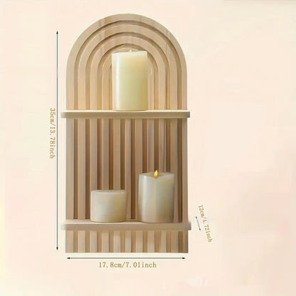 Boho Wandregal „Arco“ – Halb- & Vollrundes Holzregal aus Bambus für Deko, Kerzen & Vasen